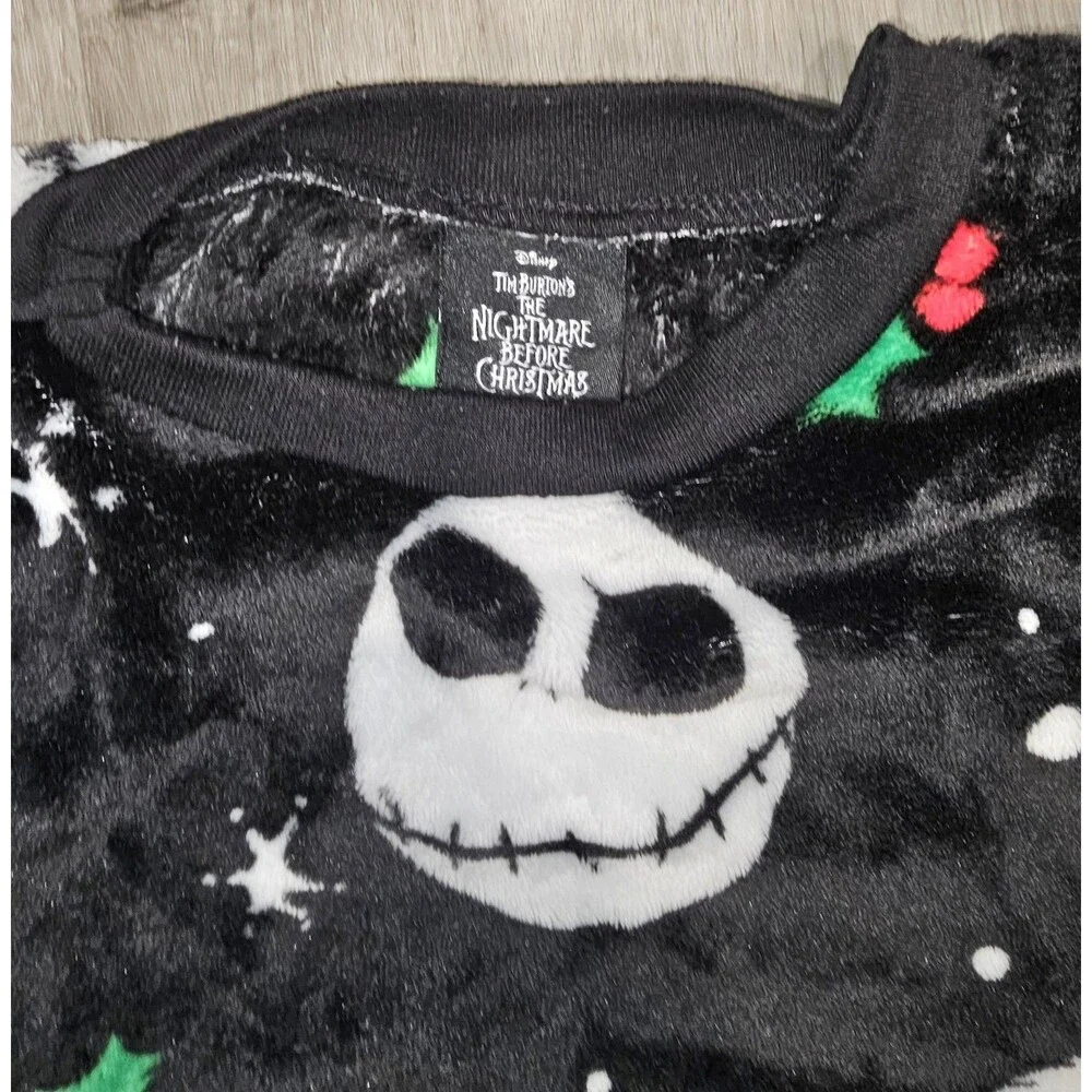 NBC Jack Skellington Plush Fleece Sweater Unisex L/XL - Disney Holiday Crewneck
